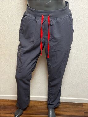 Gray Jogger Pants with Red Drawstring